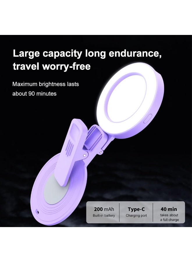 Bukela Clip-on Selfie Ring Light for Phone with Selfie Mirror 3 Light Modes 180° Rotatable Portable Selfie Fill Light Replacement for iPhone 15/14/13/12 Android Smartphone Vlog Live Streaming Make Up - Image 4