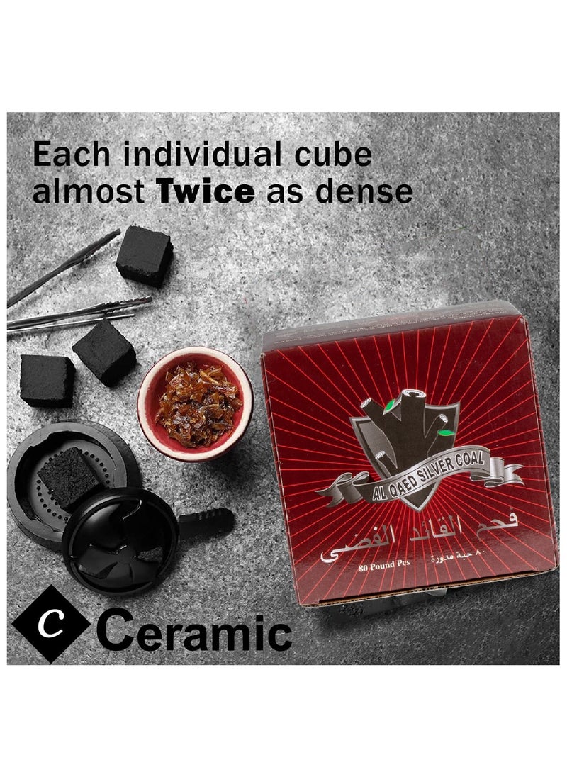 CERAMIC - Al Qaed Silver  Charcoals Quick Ignite and Long Lasting 80 Pieces - Image 1