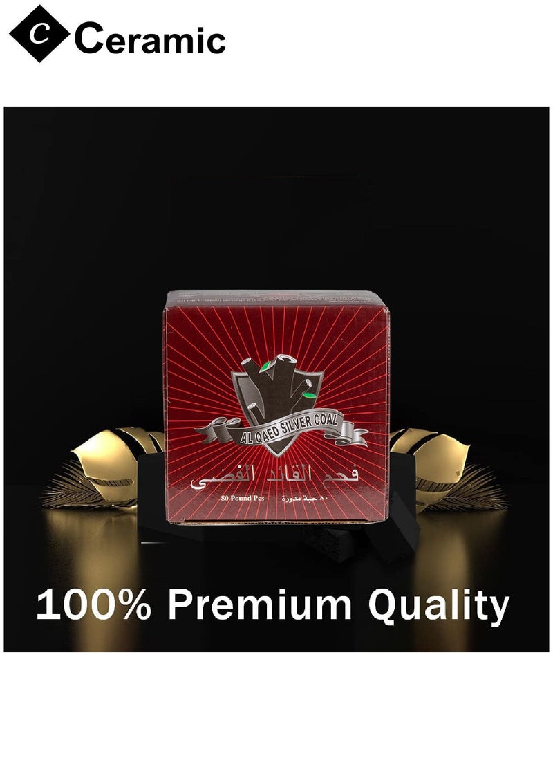 CERAMIC - Al Qaed Silver  Charcoals Quick Ignite and Long Lasting 80 Pieces - Image 1