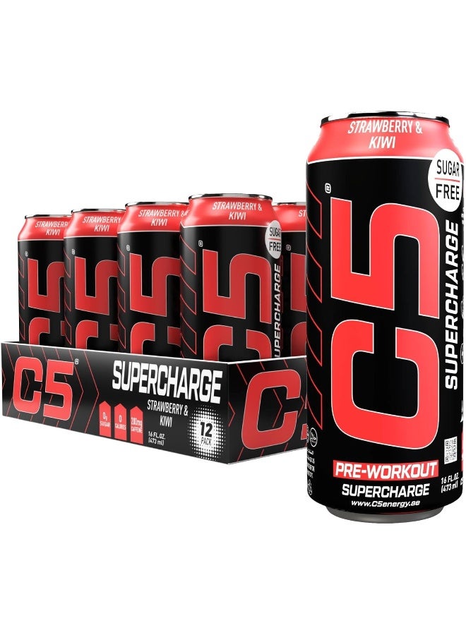 C5 Energy Drink Supercharge Strawberry & Kiwi Pre-Workout