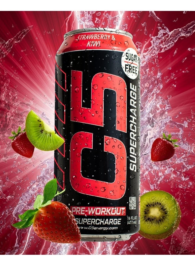 C5 Energy Drink Supercharge Strawberry & Kiwi Pre-Workout