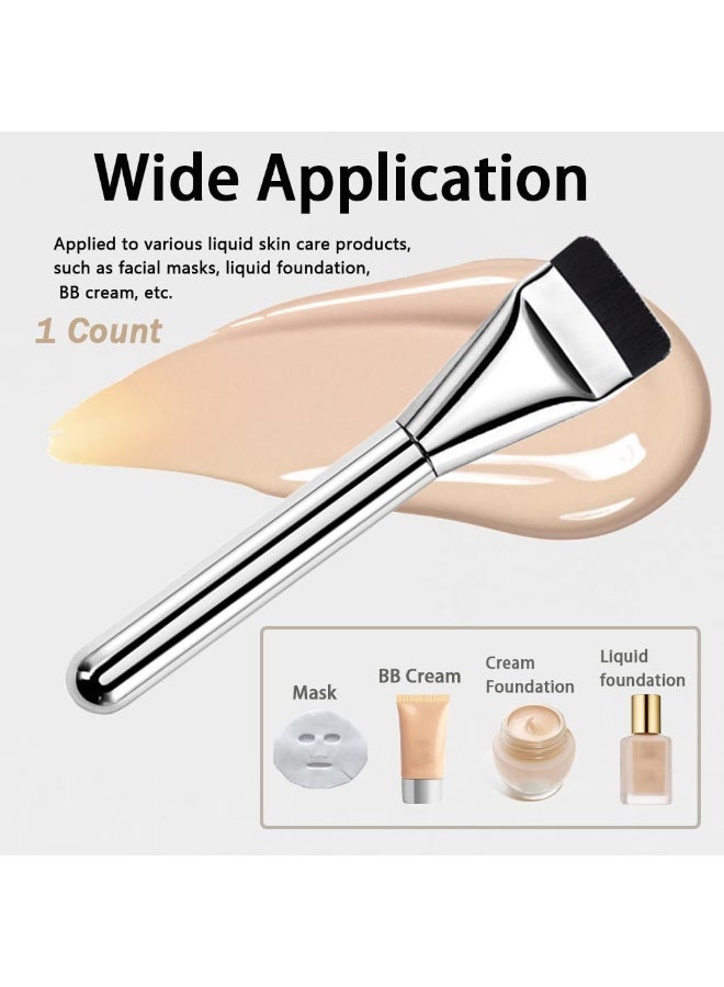 لوميا فرشاة مكياج،فرشاة كريم أساس مسطحة رفيعة للغاية، فرش مكياج للوجه لكريم الأساس السائل والكونسيلر والكريم والأقنعة، فرش ميك اب على شكل ملعقة، فرش ميكب شعيرات صناعية ناعمة عالية الكثافة، محمولة وسهلة التنظيف (فضي) - Image 3