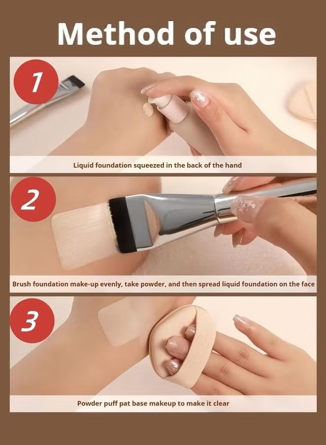 لوميا فرشاة مكياج،فرشاة كريم أساس مسطحة رفيعة للغاية، فرش مكياج للوجه لكريم الأساس السائل والكونسيلر والكريم والأقنعة، فرش ميك اب على شكل ملعقة، فرش ميكب شعيرات صناعية ناعمة عالية الكثافة، محمولة وسهلة التنظيف (فضي) - Image 4