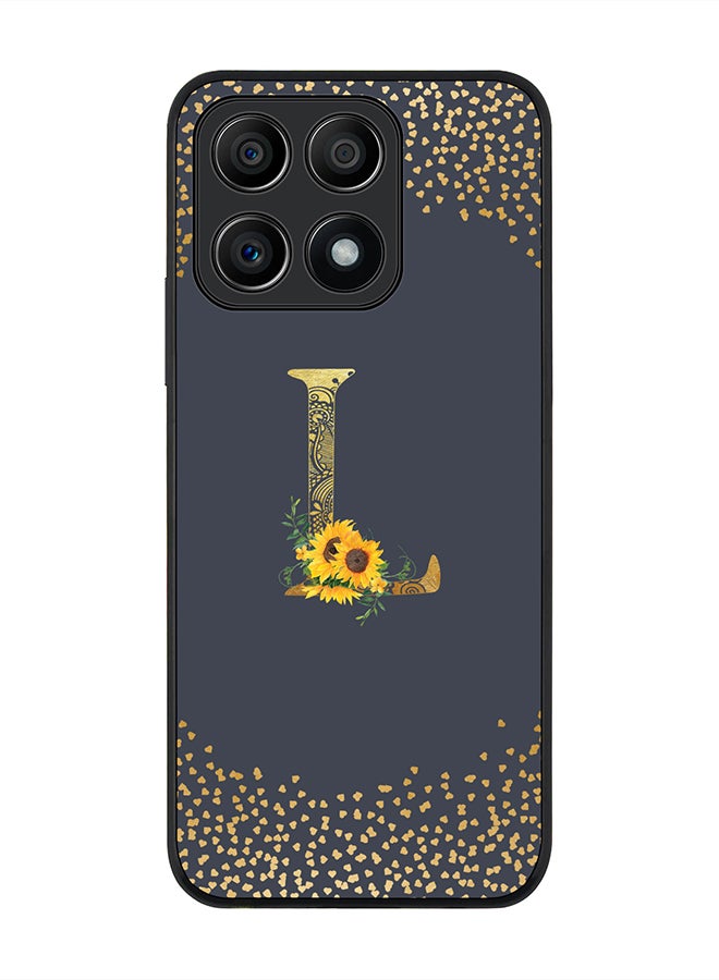 Stylizedd Rugged Black edge case for Honor X8A 4G Slim fit Soft Case Flexible Rubber Edges Anti Drop TPU Gel Thin Cover - Custom Monogram Letter Floral Pattern Alphabet - L (Grey) - Image 1