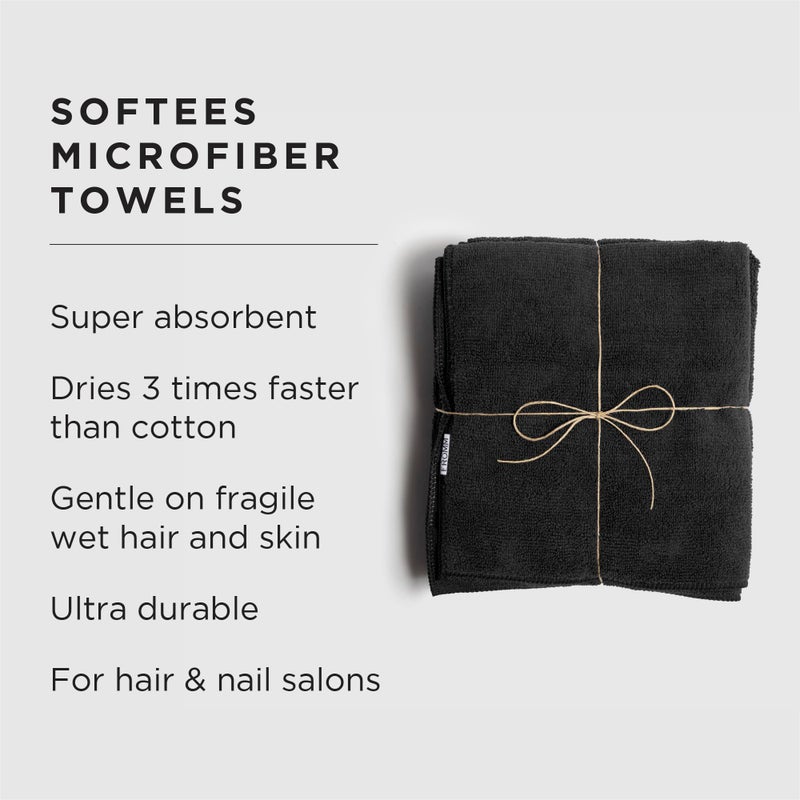 Fromm Softees Microfiber Hair Towels, Absorbent Salon Hair Towels for Hairstylists, Barbers, Spa & Gym, Fast-Drying, Ultra-Soft, Lint-Free, Multi-Purpose Towels, 16" x 29"- 10-Pack - Black - Image 2