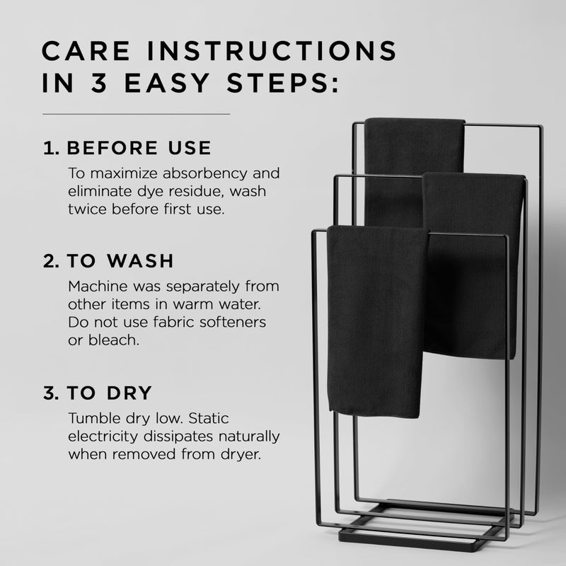 Fromm Softees Microfiber Hair Towels, Absorbent Salon Hair Towels for Hairstylists, Barbers, Spa & Gym, Fast-Drying, Ultra-Soft, Lint-Free, Multi-Purpose Towels, 16" x 29"- 10-Pack - Black - Image 4