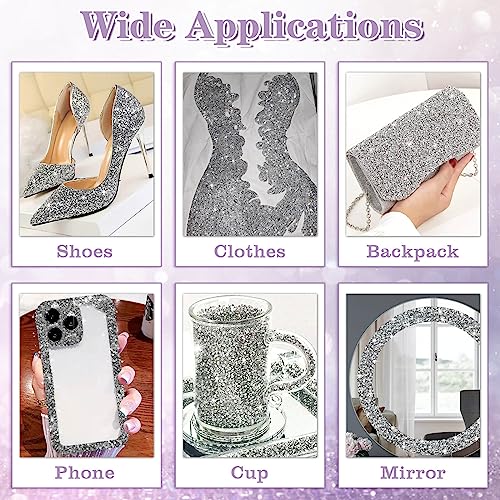 Tetutor 6 Rolls Self Adhesive Rhinestone Ribbons, Sliver Resin Rhinestone Strips, Diamond Crystal Rhinestone Ribbon Roll Stickers Glitter Bling Ribbons for Crafts Fabric Car - Image 4