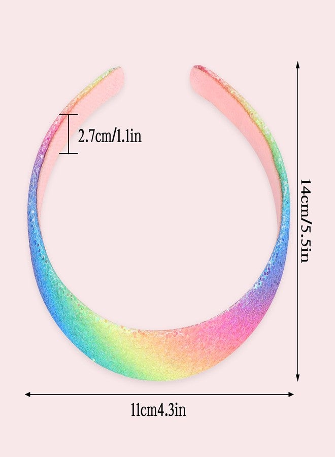 AMCAMI Glitter Headband for Girls Rainbow Sparkly Headband for Little Girl Cute Birthday Head Band Hair Bands for Little Girls Hair Accessories - Image 2