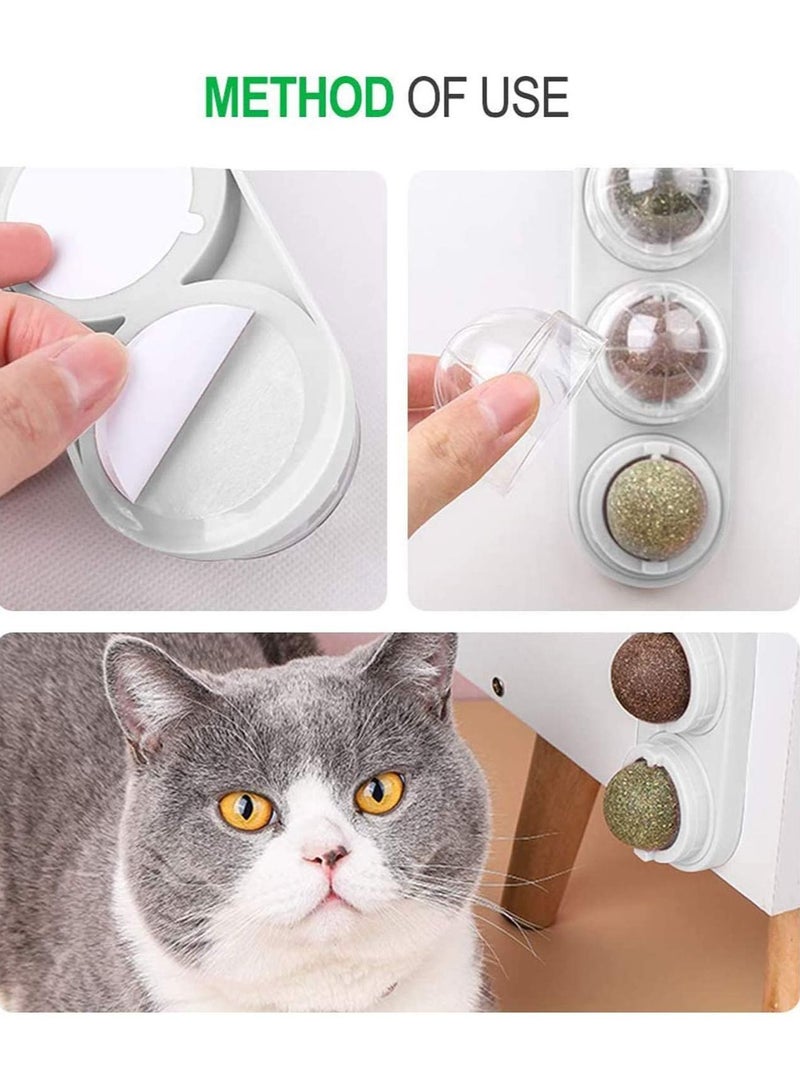 Catnip Ball Toy for Cat Licking Natural Edible Catnip Snacks Rotatable Licking Treats Stick-on Wall Toy for Cats Kitten Green - Image 5