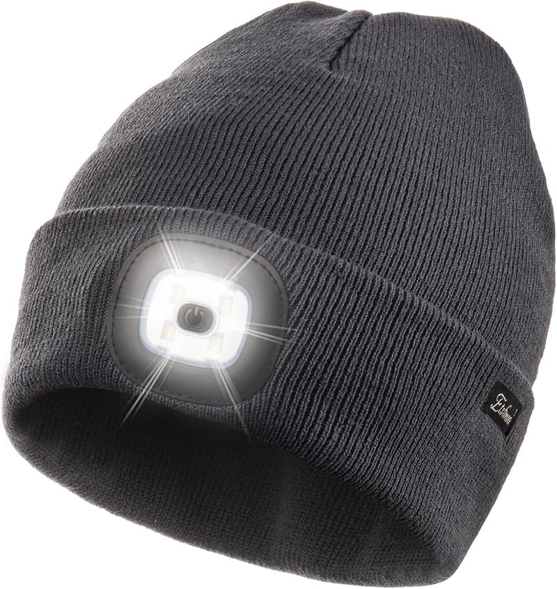 Etsfmoa Store Unisex Beanie with The Light Gifts for Men Dad Father USB Rechargeable Caps - Image 1