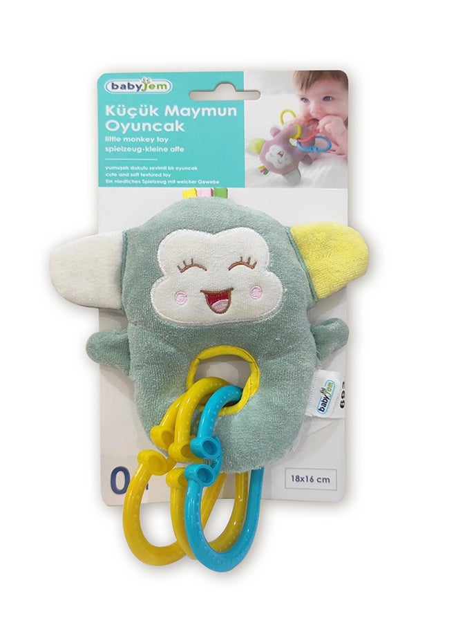 BabyJem - Soft Monkey Toy for Baby - 0+ Months - Ideal for Baby Carriage and Stroller - Attractive Colors & Fine Motor Skill Development Support - Parental Control Recommended - Hand & Machine Washable. - Image 1