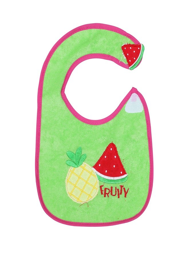 1st Step Newborn Baby Essential Colourful Cotton Bibs/Aprons with 3 D Patch & Waterproof Back (Green) - Image 1
