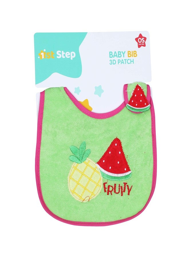 1st Step Newborn Baby Essential Colourful Cotton Bibs/Aprons with 3 D Patch & Waterproof Back (Green) - Image 4