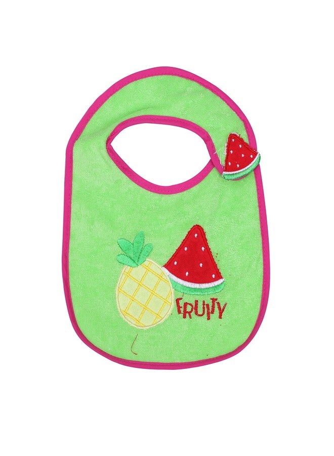 1st Step Newborn Baby Essential Colourful Cotton Bibs/Aprons with 3 D Patch & Waterproof Back (Green) - Image 2