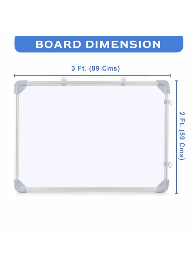Eduway Eduway 2x3 Feet Kunj Non-Magnetic Double-Sided White Board and Chalk Board | Ideal Use for Home, Office, Kids with Sliding Hanging Clips, Robust Aluminum Frame and Smooth Melamine Surface (89x59 Cms)`  - Image 2