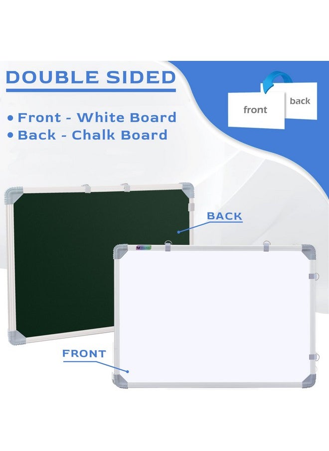 Eduway Eduway 2x3 Feet Kunj Non-Magnetic Double-Sided White Board and Chalk Board | Ideal Use for Home, Office, Kids with Sliding Hanging Clips, Robust Aluminum Frame and Smooth Melamine Surface (89x59 Cms)`  - Image 4