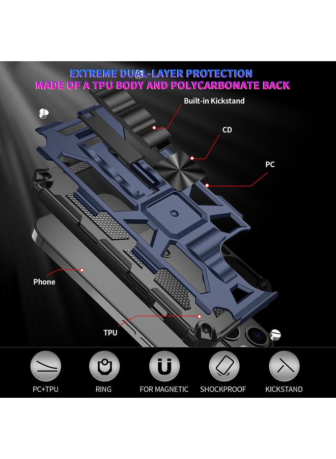 زبون جراب لهاتف iPhone 13 mini Armor مقاوم للصدمات مصنوع من مادة TPU + PC جراب واقٍ مغناطيسي مع حامل - Image 4