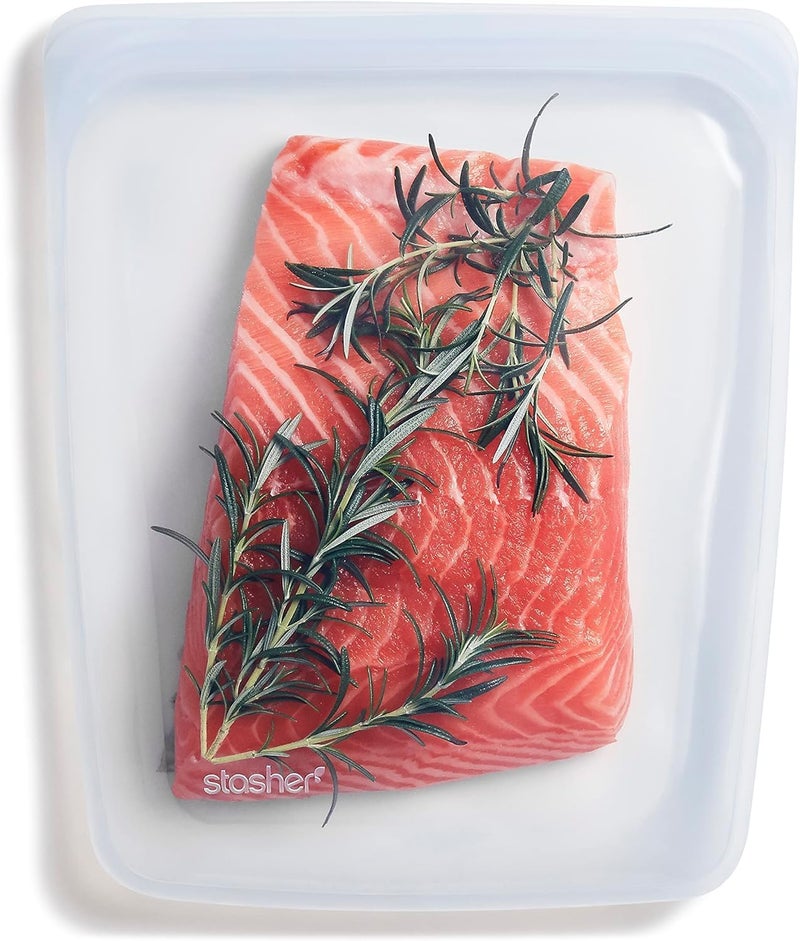 Stasher Silicone Reusable Storage Bag, Half Gallon Bag, Reusable Freezer Bag, Microwave, Dishwasher, Oven Safe, Sous Vide, Premium Lunch Container, Eco Friendly, Food Storage Bags, 64 oz, Clear - Image 1