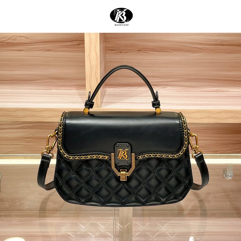 Hong Kong Princess Bani New Genuine Leather Diamond Lattice Portable High-End All-Match Fashionable Shoulder Crossbody Bag - Image 1