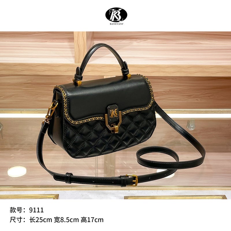 Hong Kong Princess Bani New Genuine Leather Diamond Lattice Portable High-End All-Match Fashionable Shoulder Crossbody Bag - Image 3