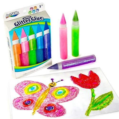 ArtSkills Jumbo Rainbow Neon Glitter Glue Pens, 5 Colors - Image 2