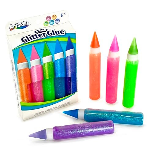 ArtSkills Jumbo Rainbow Neon Glitter Glue Pens, 5 Colors - Image 1