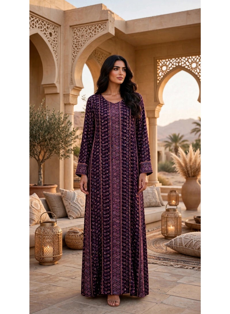 IKKXA Royal Threads Jalabiya IK207 Purple - Image 1