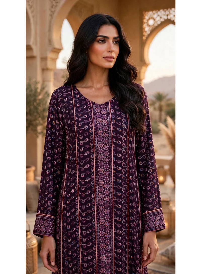 اكسا جلابية الخيوط الملكية IK207 Purple