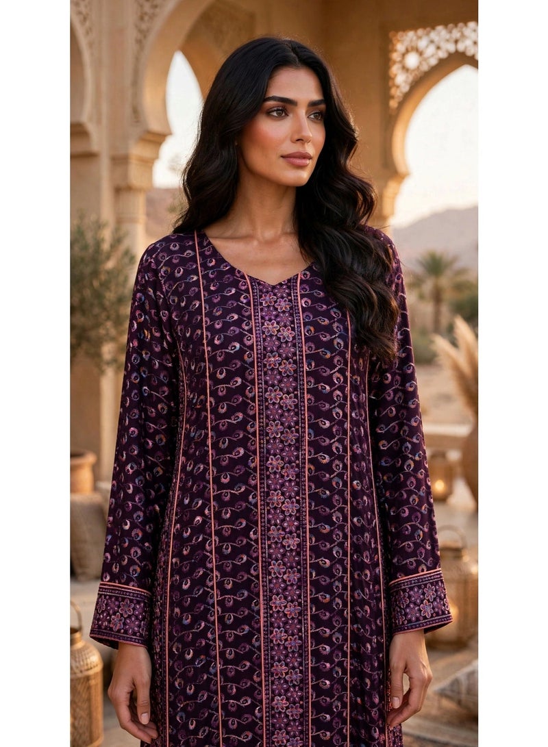 IKKXA Royal Threads Jalabiya IK207 Purple - Image 2