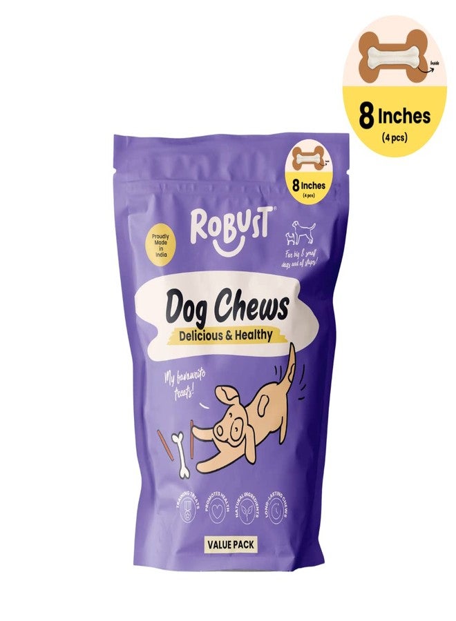 Robust Long Lasting All-Natural Dog Chew Bones - 8 inches (4 Units) | Premium Compressed Rawhide Chews for Small, Medium & Large Dogs | Healthy & Digestible Rawhide Bones to Improve Oral Health - Image 3