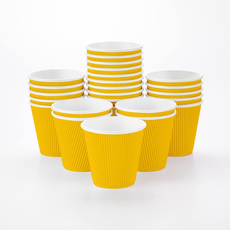 Restaurantware Restaurantware 8 Ounce Double Wall Disposable Coffee Cups 500 Insulated Yellow Paper Tumblers with Ripple Wall Design Lids Sold Separately for Hot Drinks like Tea Hot Chocolate and More 