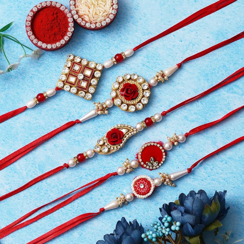 Webelkart Webelkart Combo Of 4 Lumba Rakhi Set For Bhaiya Bhabhi | Rakhi for Brother Bhabhi And Kids Rakhi Lumba Floral Rakhi | Rakhi Gifts, Rakhi for Sister (Model-2)  - Image 2
