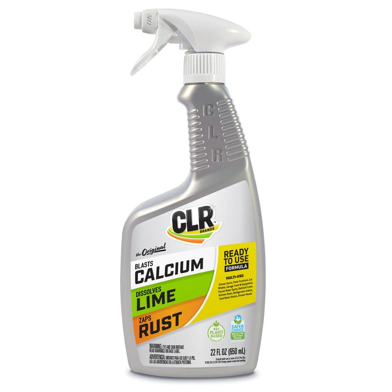 CLR Brands Calcium Lime Rust Remover Blasts Calcium Dissolves Lime Deposits Zaps Stubborn Rust Stains and Hard Water Deposits 22 Ounce Spray Bottle Pack of 1