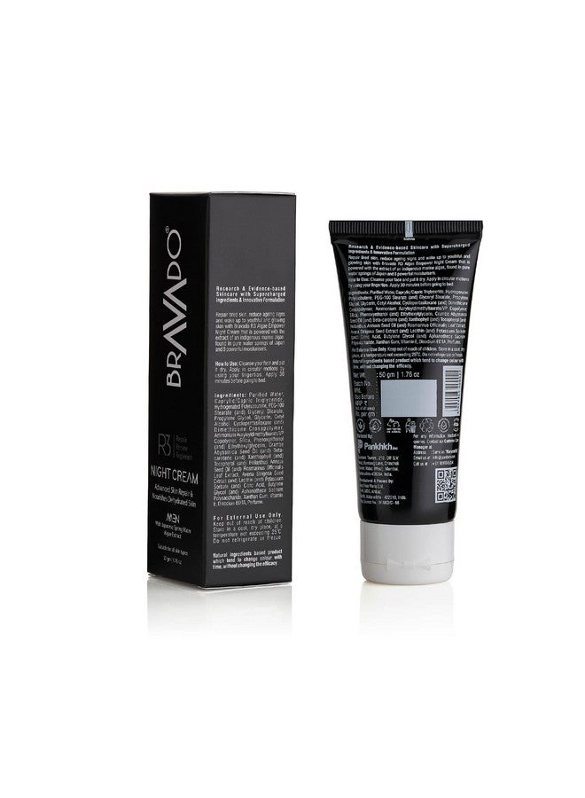 BRAVADO R3 Night Cream - Replenish Tired Skin | Reduces Fine Lines, Wrinkles, Dark Spots & Pores | Improves Skin Firmness | Anti-Ageing Night Cream | For Men & Women | Moisturizing Face Cream - 50g - Image 2