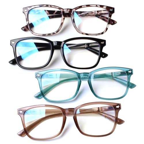 Henotin 4Pack Blue Light Blocking Reading Glasses Women MenSpring Hinge Computer ReadersAnti UV Ray Square Nerd Eyeglasses 4pack Mix Color 125 Diopters - Image 2