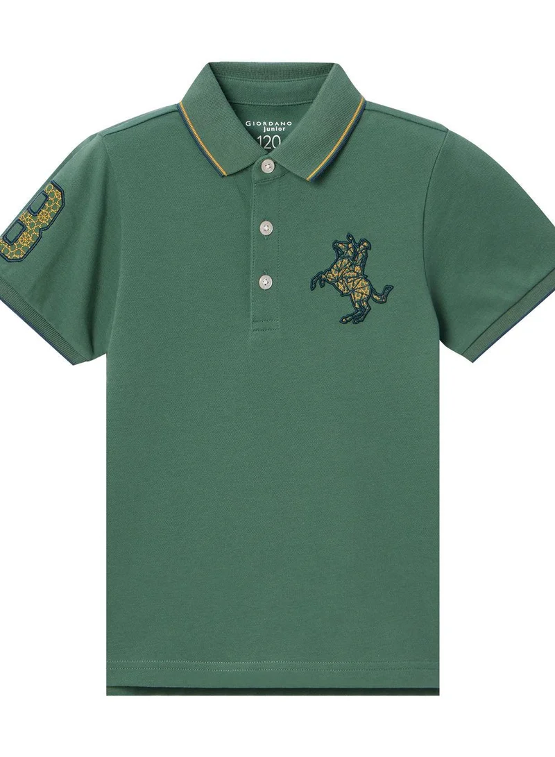 GIORDANO Kids' Napoleon Polo: Classic Piqué, Bold Embroidery, All-Day Comfort