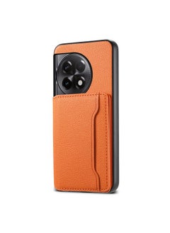 erorex For OnePlus Ace 2 Calf Texture Card Bag Design Full Coverage Phone Case(Orange) 
