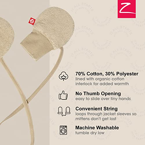 Zutano Fleece Mittens for Babies, Infants, and Newborns, Thumbless Outdoor Winter Baby Gloves, Khaki - Image 3