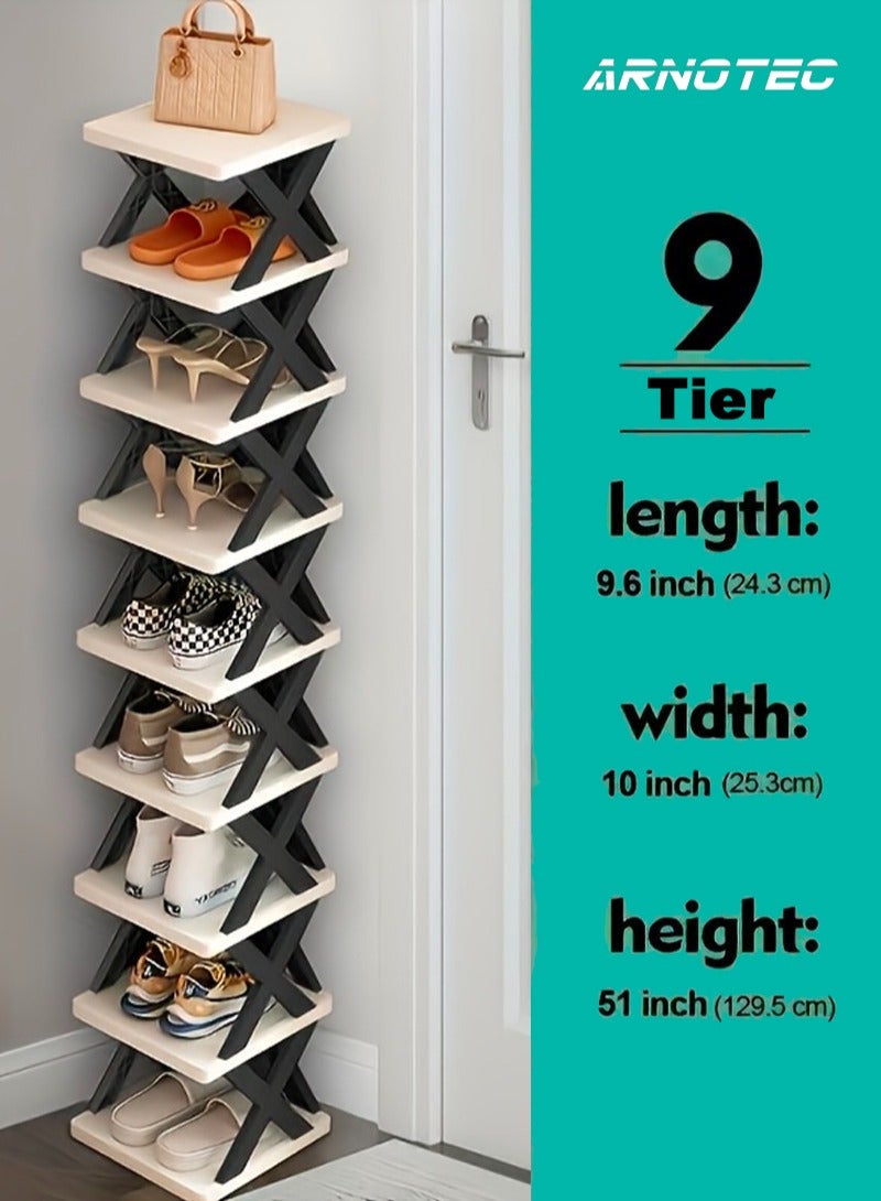 ARNOTEC 9-Tier Vertical Shoe Rack, Space-Saving Foldable Shoe Storage Organizer for Entryway, Closet, Bedroom – Lightweight, Stable, Eco-Friendly, Freely Stackable Design for Small Spaces - Image 1