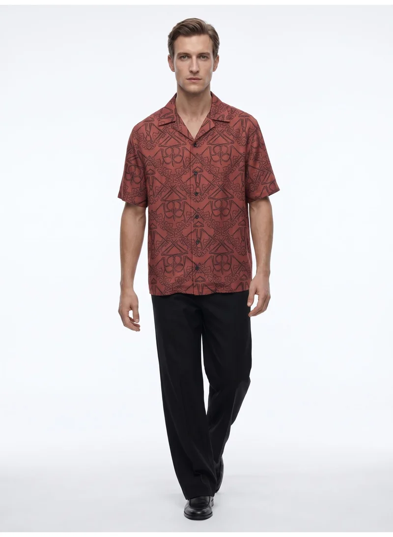 Tezhhomayaa Timeless Impressions Printed Cuban Collar Shirt – Graphic Pattern