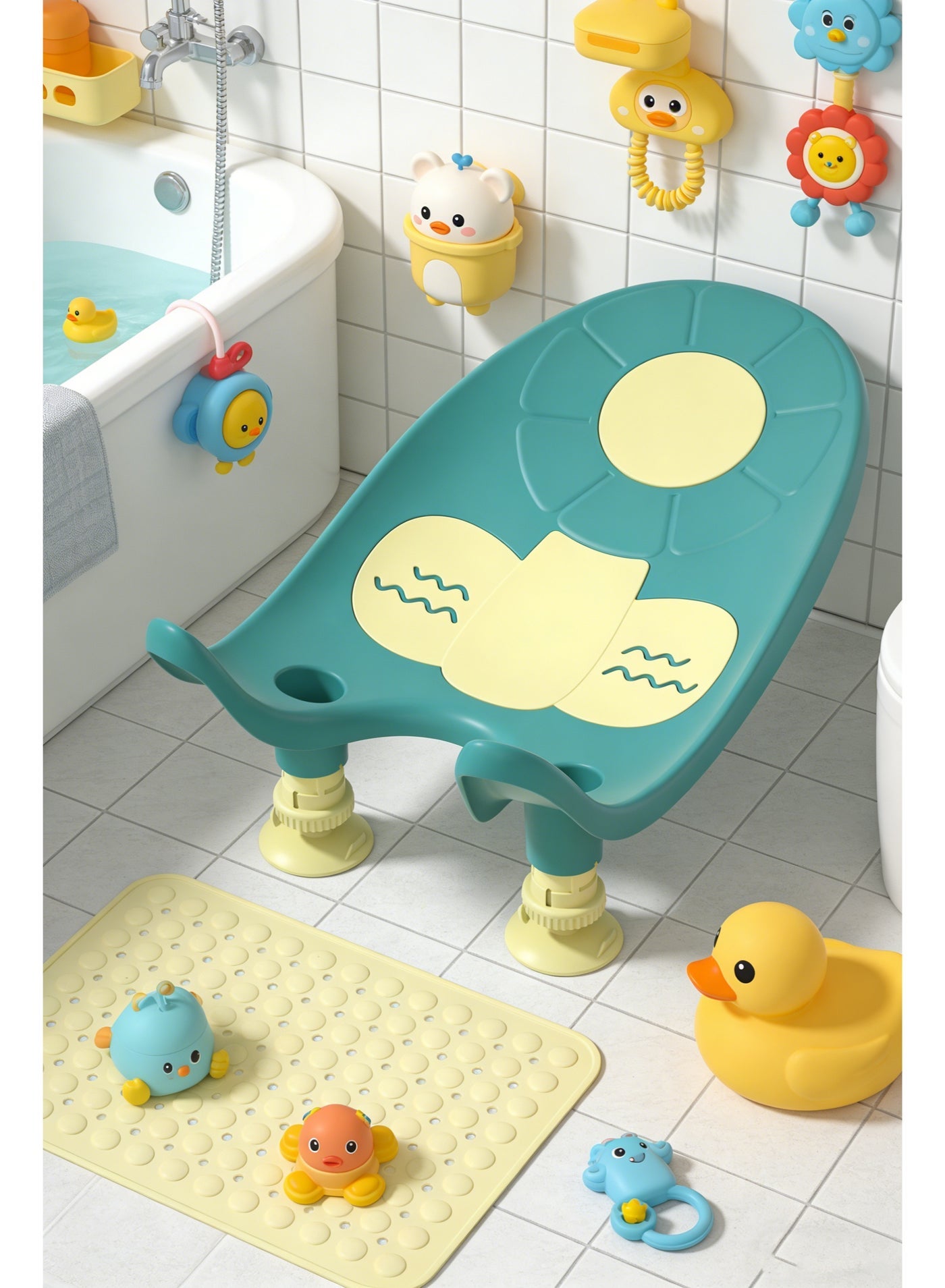 DOOKOO Baby Bath Chair, 4 Reclining Positions Baby Butt Washing Seat, Safe & Comfortable Bath Basin for Easy Baby Butt Cleaning, Quick Wash Seat for Infants 0-12 Months
