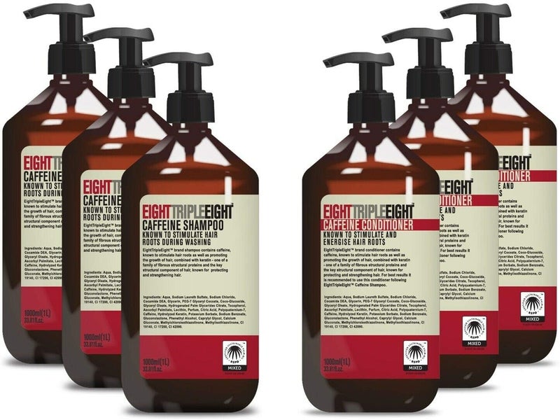 Eight Triple Eight Caffeine 3x Shampoo 3x Conditioner 1L