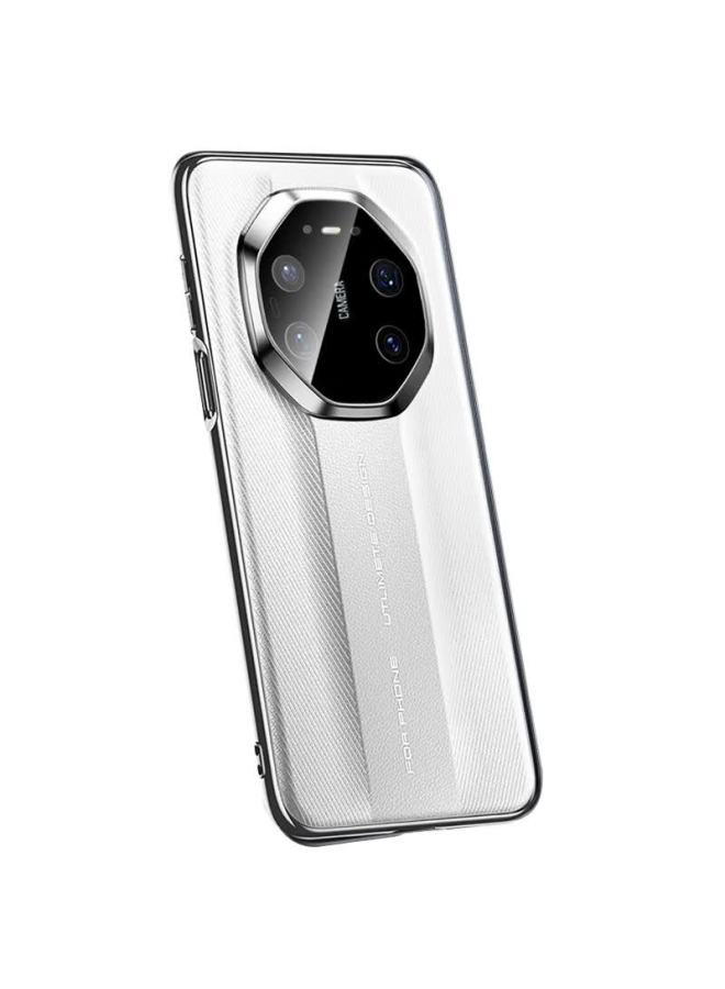 Freeson Compatible With Huawei Mate 80 Pro Max Instant Mate 80 Rs Phone Case Faux Leather Protective Cover Electroplated Frame Full Coverage Shockproof Simple Business Leather Case White - Image 2