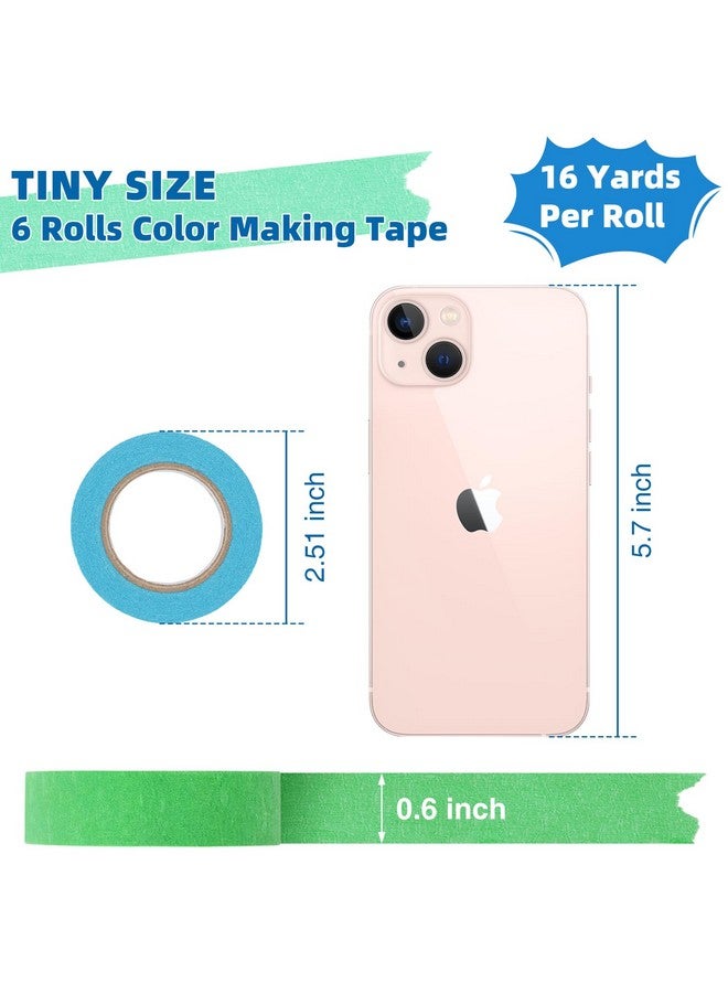 OWLKELA Colored Masking Tape 0.6" X 16 Yard Per Roll, 6 Rolls Rainbow Colors Painting Tapes, Painters Tape, Craft Tape, Labeling Tape, Paper Tape For Crafts & Diy Projects - Image 2