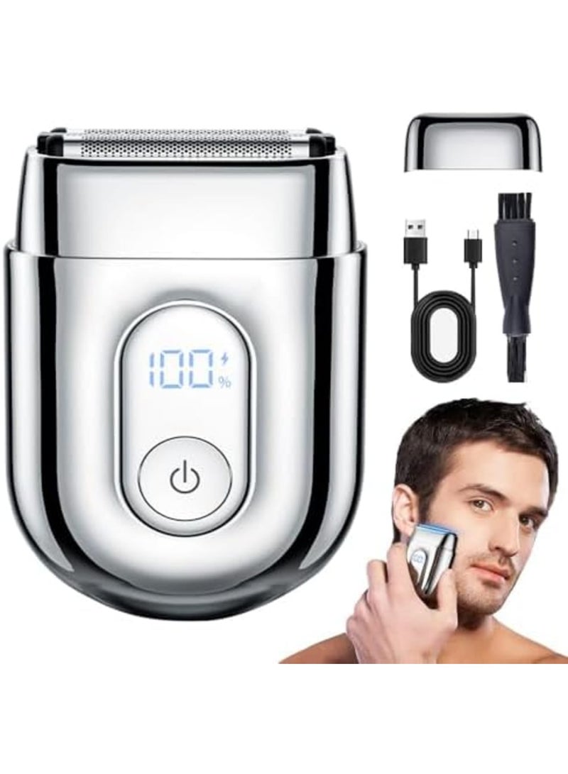 SYOSI Electric Razor for Men, Mini USB Foil Shaver with LED Display, 3 Floating Blades, 2025 Upgrade, IPX7 Waterproof Wet/Dry Shaver, Compact Pocket Design, Easy to Clean and Recharge (Silver) - Image 1