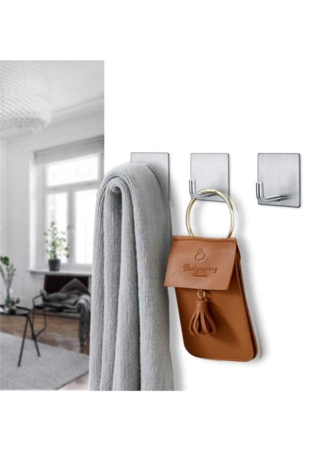 Fasola Adhesive Hooks, Bathroom Hooks, Heavy-Duty Hooks, Adhesive Bathroom Hooks Sets of 4 Hooks Self-Adhesive Hooks 304 Stainless Heavy Duty Sticky Hooks for Bathroom Kitchen Livingroom Camper - Image 5