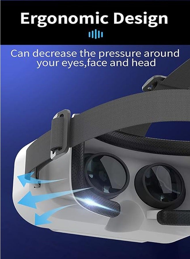 سماعة رأس VR متوافقة مع هواتف iPhone وهواتف Android ذات الشاشات بين 4.7 و7.2 بوصة - نظارات واقع افتراضي عالمية - نظارات 3D محدثة ناعمة ومريحة (G12 - أبيض). - Image 4