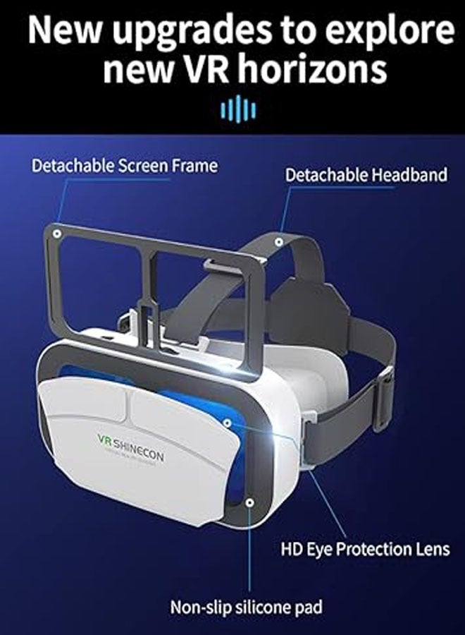 سماعة رأس VR متوافقة مع هواتف iPhone وهواتف Android ذات الشاشات بين 4.7 و7.2 بوصة - نظارات واقع افتراضي عالمية - نظارات 3D محدثة ناعمة ومريحة (G12 - أبيض). - Image 3