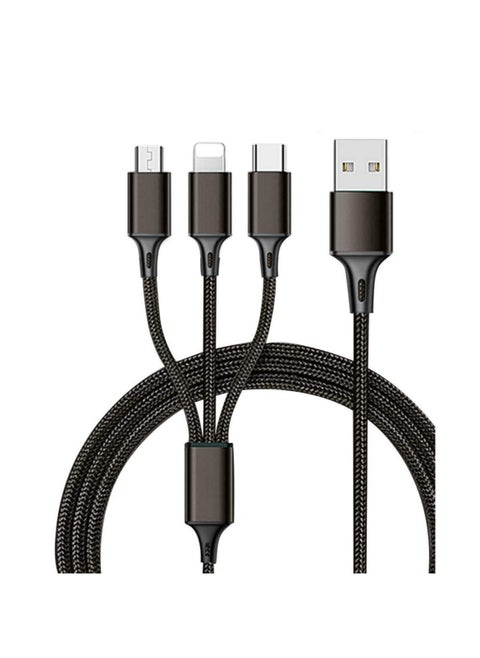 Multi Charging Cable 4Ft 3 in 1 with USB Type C Cable Compatible with Galaxy S10 S9 Plus Note9 Z OnePlus 8T,Micro Cable for Galaxy S7 Edge S6,Nexus,Xbox,PS4 USB Chargers(BLACK)