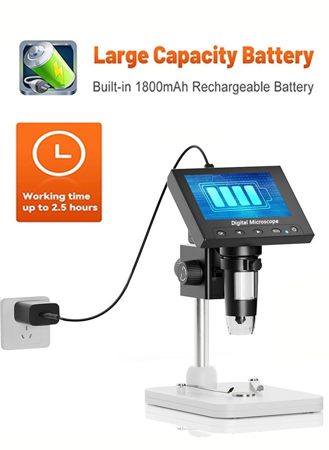 Garlo - Microscope, LCD Digital Coin Microscope 1000x, Coin Magnifier with 8 Adjustable LED Lights, PC View Compatible with Windows/MacBook, EDM4, 4.3 Inch - Image 1
